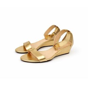 J. Crew Lillian Mirror Metallic Low Wedges